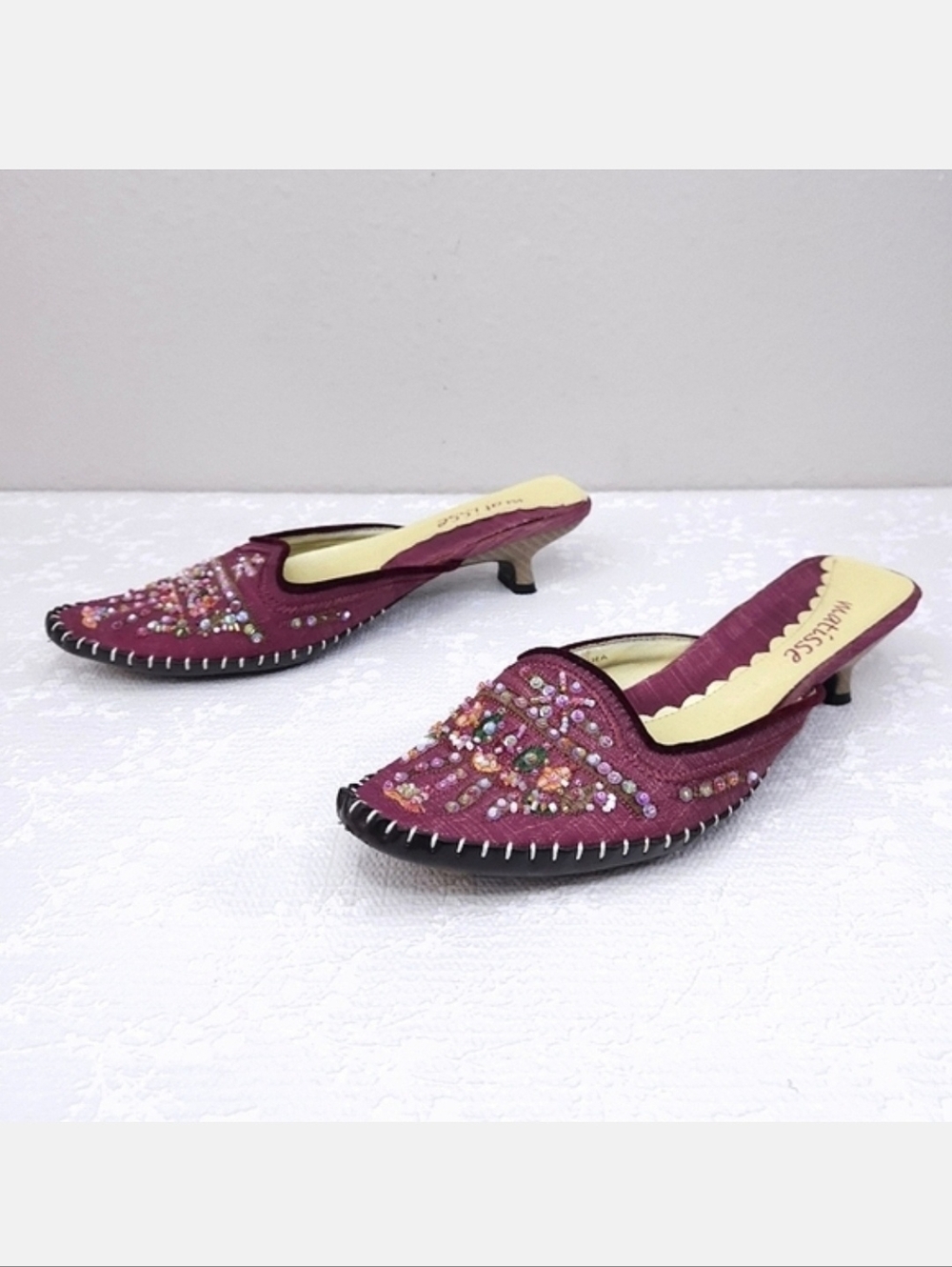 MATISSE Beaded Kitten Heel Mules US 6.5